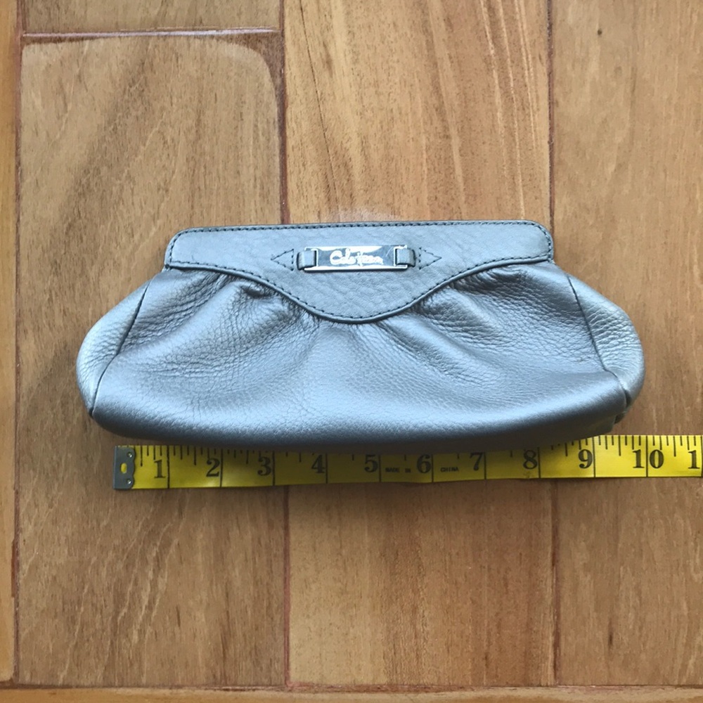Cole Haan silver leather clutch